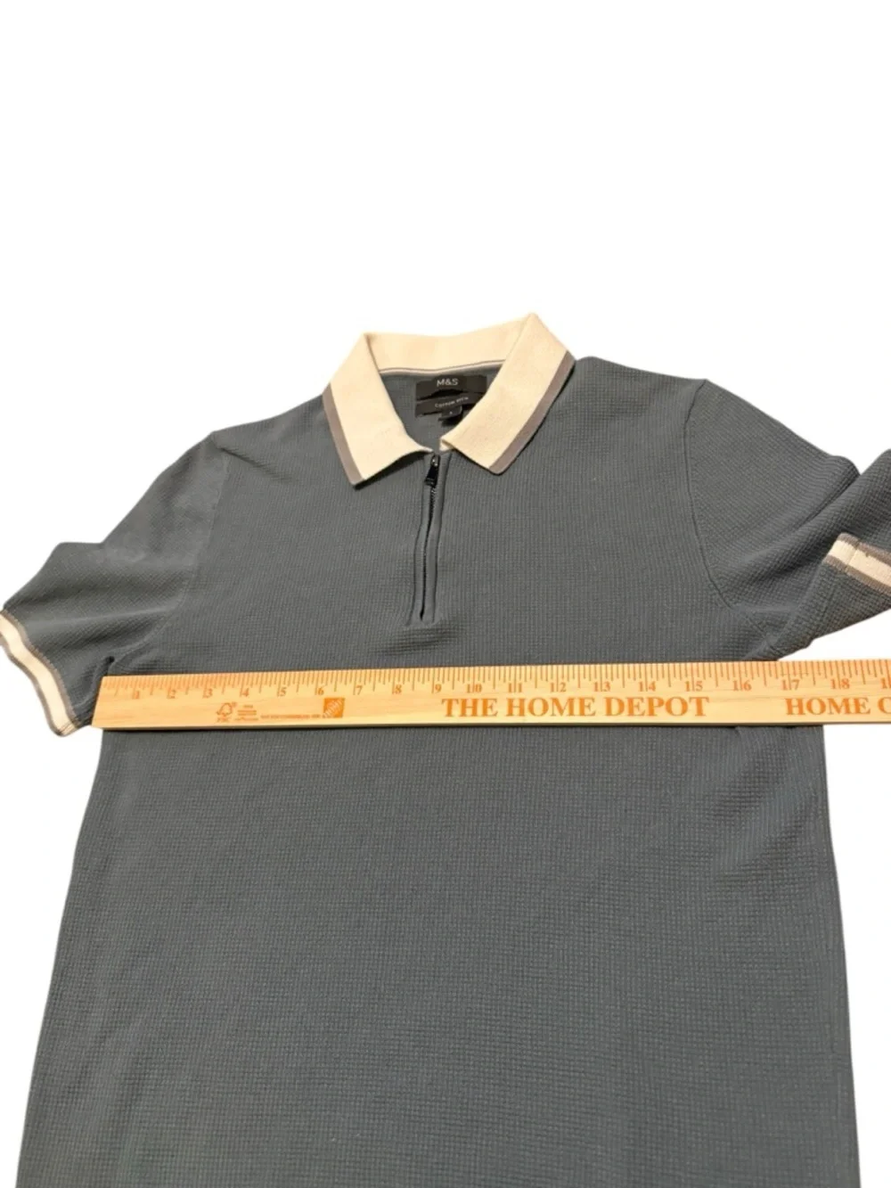 M&S Mens Cotton Polo Knit Shirt with Contrast Collar size Small